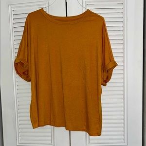 Yellow Boxy Cuffed Sleeve T-Shirt